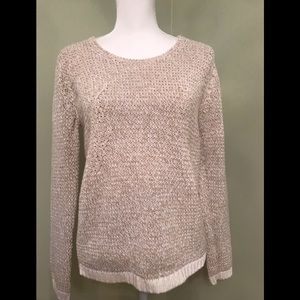 ❄️White/Beige Melange Knit Sweater, M